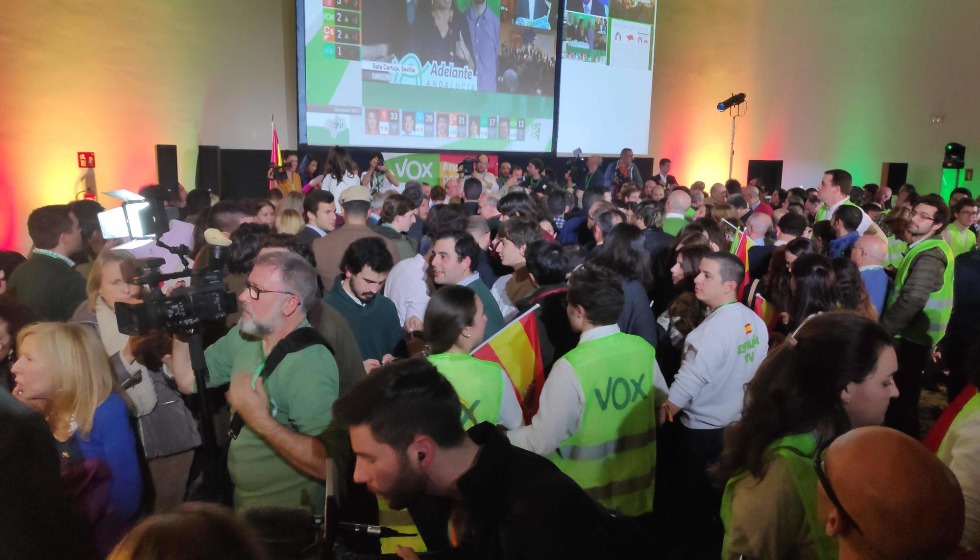 Sede de Vox noche electoral 2D Andalucía